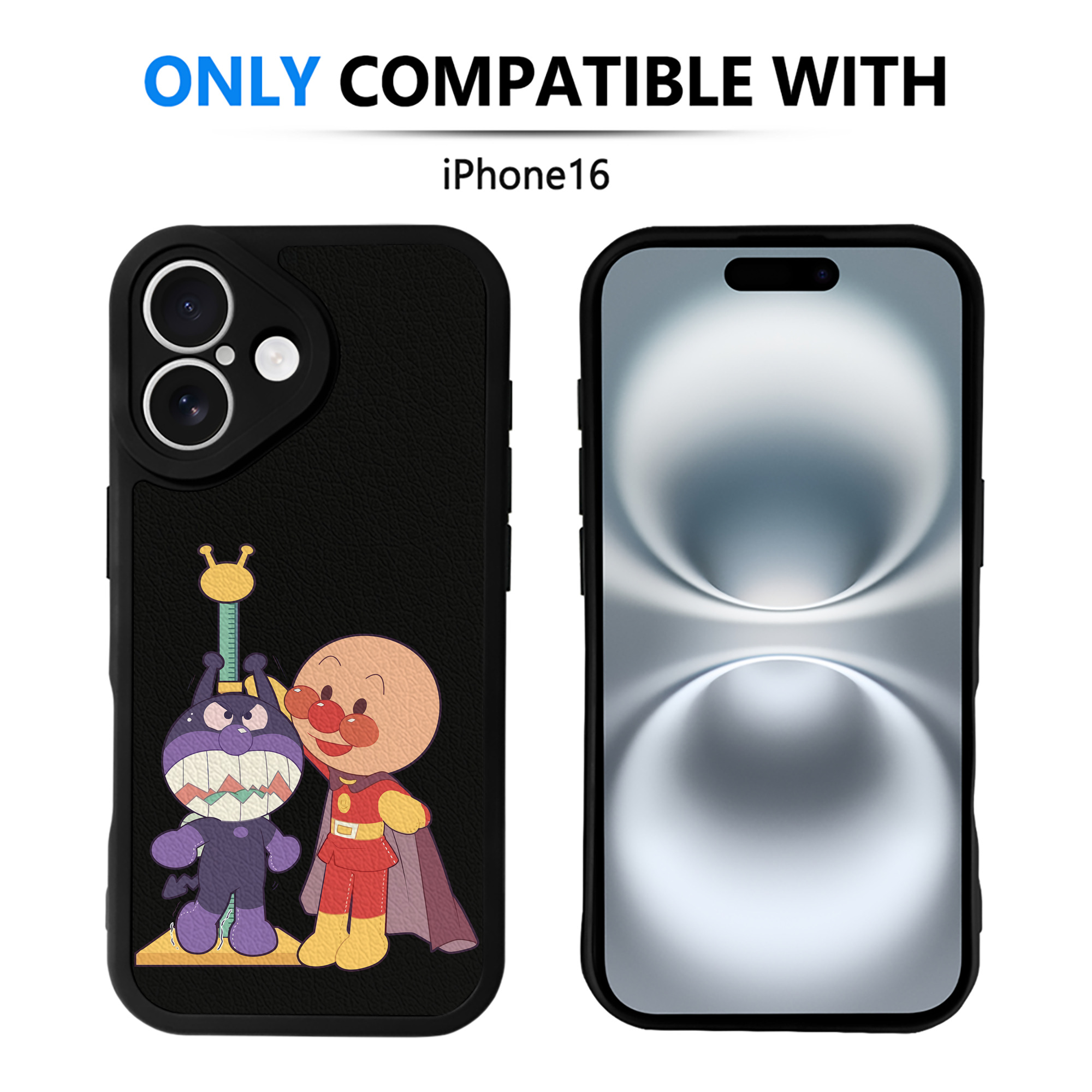 （画像用） アンパンマン Anpanman 【iPhone 16シリーズ対応】シリコンスマホケース（レザー調） 材質：シリコン